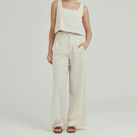 BAMBOO BLONDE Tailored Linen Cupid Pant and Vineyard Vest Set Small - Picture 2 of 16